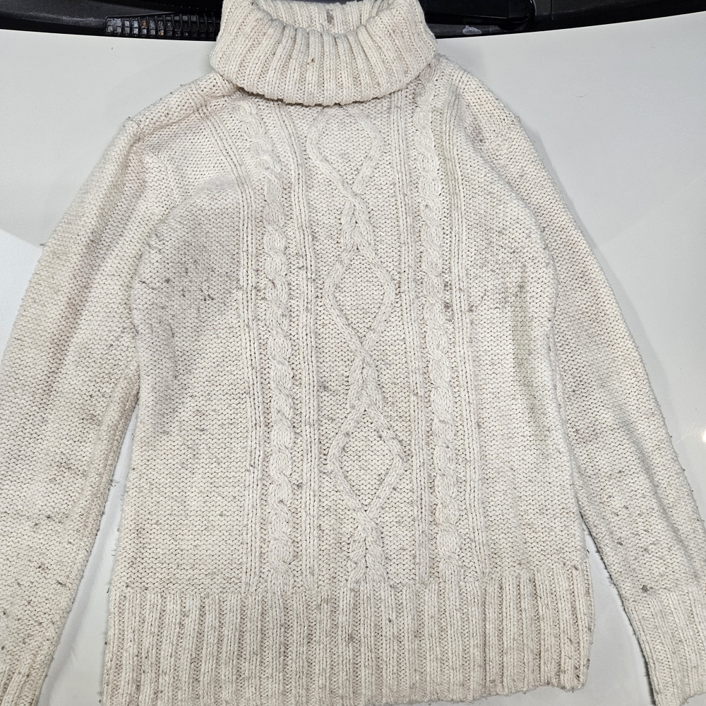 Columbia Cream Cable Knit Turtleneck Sweater